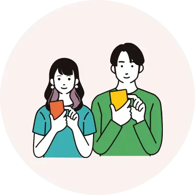 検索している男女のイラストイメージ画像